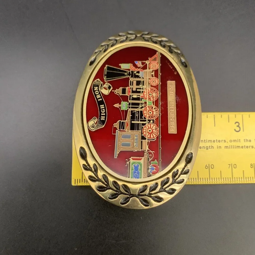 Vintage Heritage Buckles Brass High Iron Train President 1859 Belt Buckle Locom